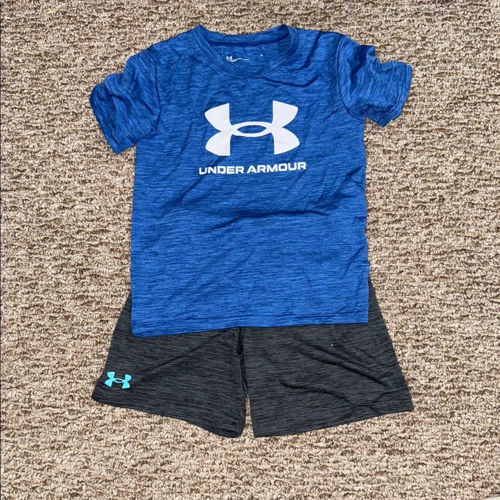 Boy’s Under Armour Blue T-Shirt and Gray Shorts Set